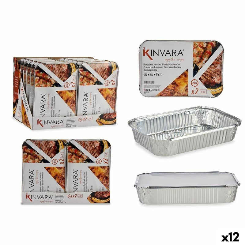 Lot de plateaux pour aliments Kinvara 82176 Argenté Aluminium 2