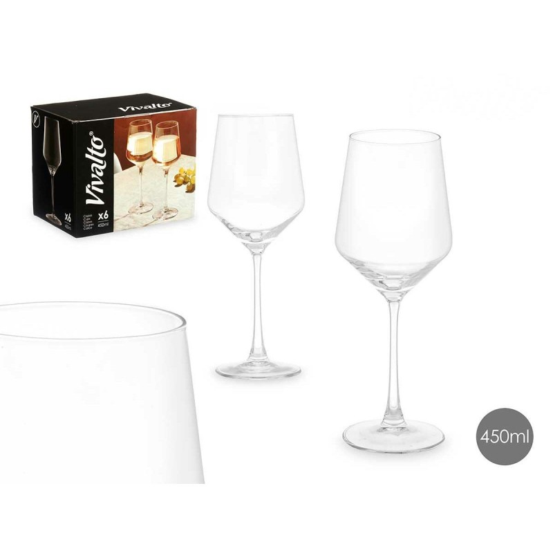 verre de vin Vivalto REJ6345/BHZ6 Transparent verre 450 ml (6 Unités)