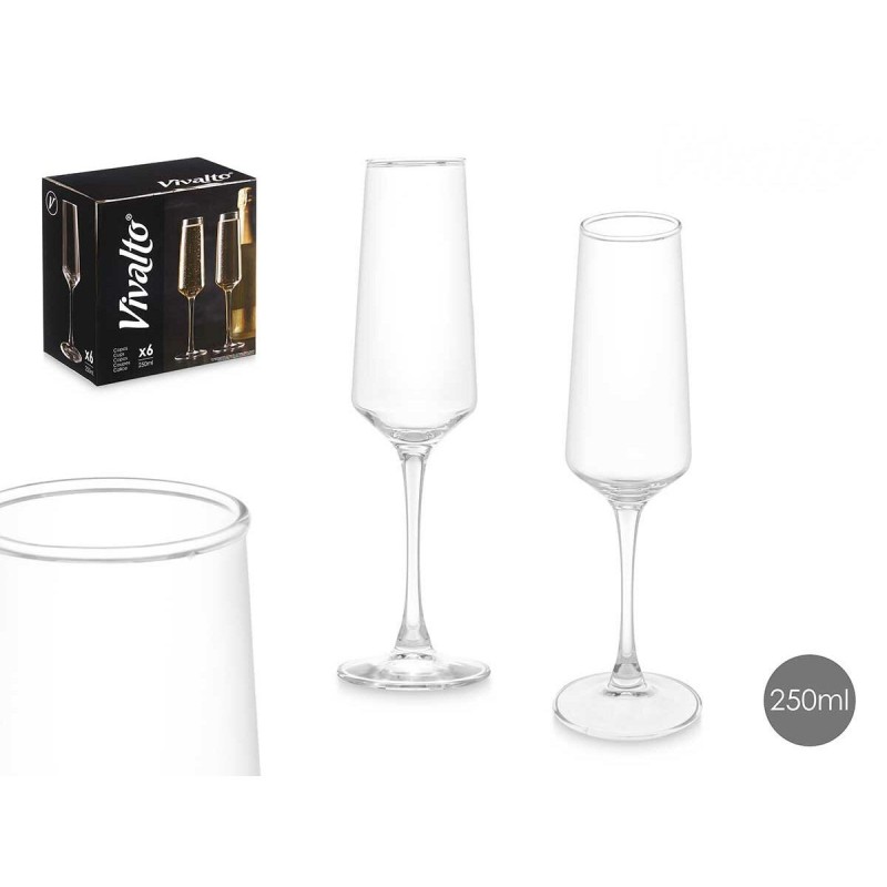 Coupe de champagne Vivalto REJ6323/BHZ6 Transparent verre 250 ml (6 Unités)