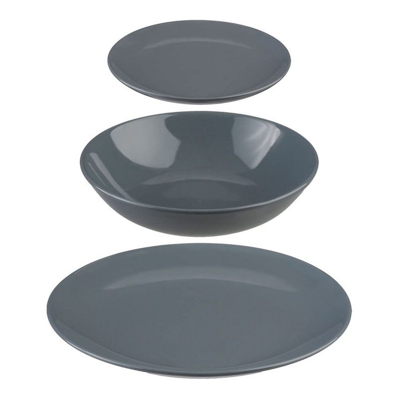 Assiettes Secret de Gourmet Gris Céramique 18 Pièces