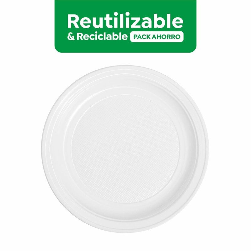 Lot d'assiettes réutilisables Maxi Products Blanc Plastique 100 Pièces