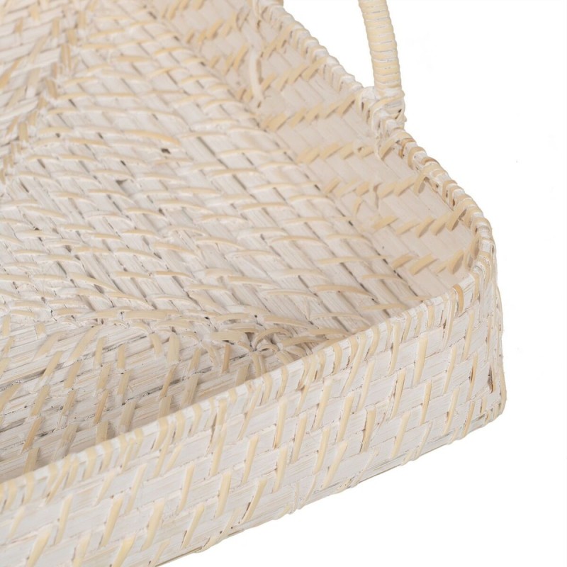 Plateau Blanc Bambou Rotin 45 x 34 x 13 cm (2 Unités)