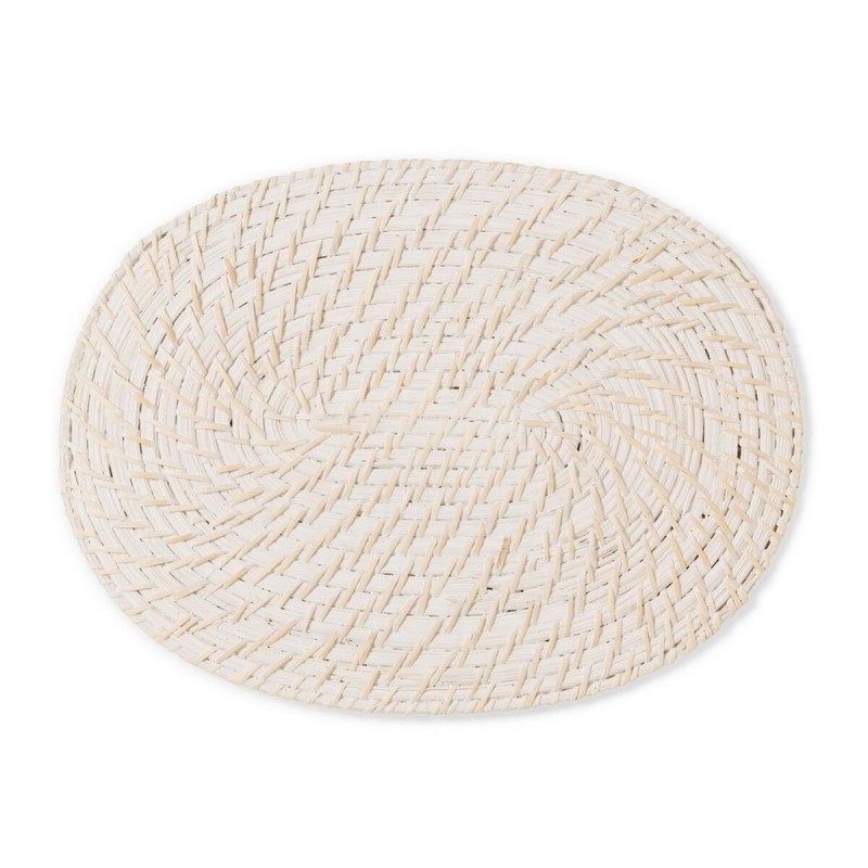 Dessous de plat Blanc Bambou Rotin 40 x 30 x 0