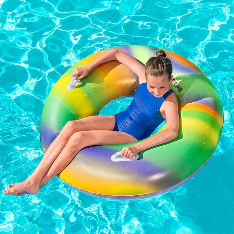 Bestway Flotteur Gonflable Arc-en-ciel avec Poignées D119 cm +12 Ans Plage et Piscine 36352