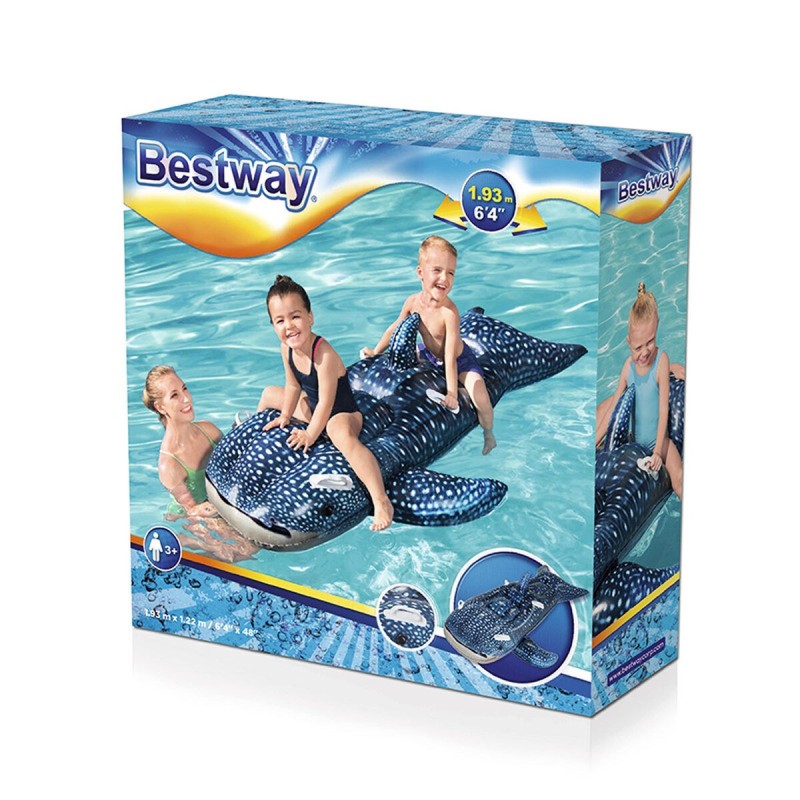 Bestway Figure Gonflable Requin Baleine avec Poignées 193x122 cm +3 Ans Plage et Piscine 41482