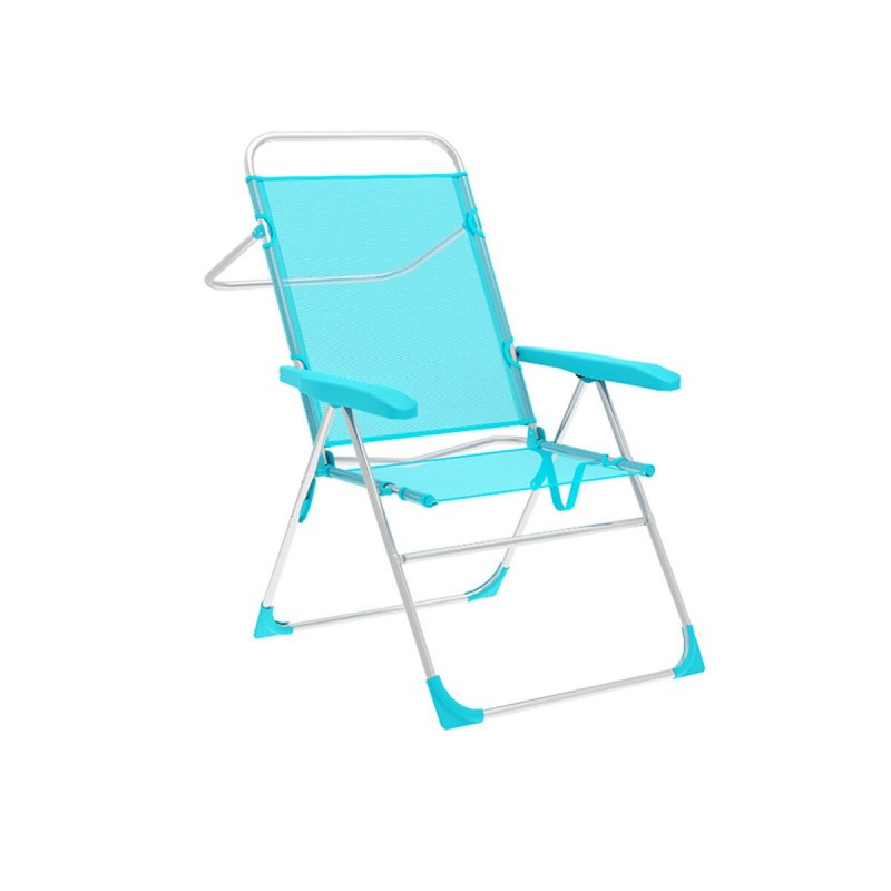 Marbueno Chaise Pliante 5 Positions Aluminium Aquamarine Plage et Piscine 59X61X97 cm 10310