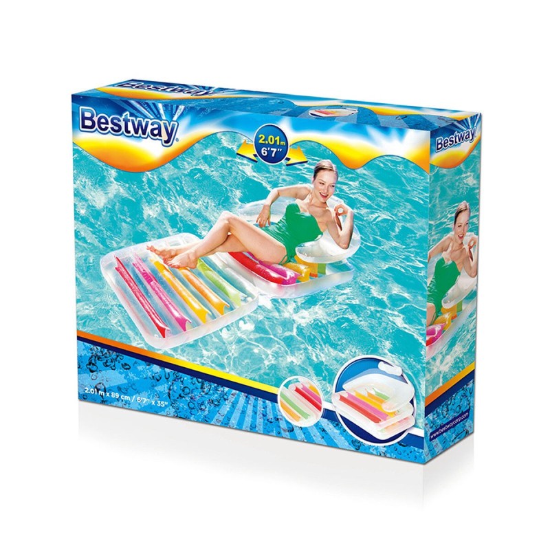 Bestway Fauteuil Gonflable Pliable Arc-en-ciel 201x89 cm Plage et Piscine 43023