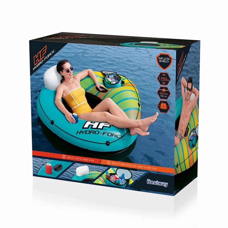 Bestway Bouée Gonflable avec Poignées et Réfrigérateur Hydra-Force 169x137 cm Plage et Piscine 43398