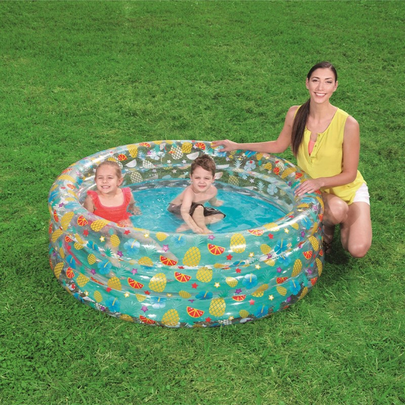 Bestway Piscine Gonflable 3 Anneaux Transparent Tropical 150x53 cm +6 Ans Jardin 51045