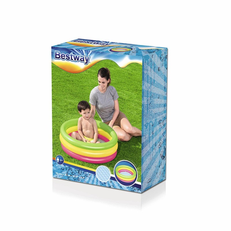 Bestway Piscine Gonflable Enfantale 3 Anneaux Sol Rembourré 70x24 cm +2 Ans Jardin 51128