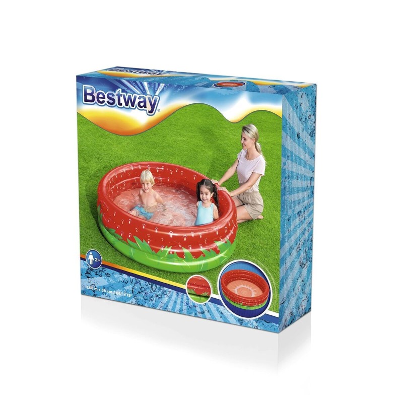 Bestway Piscine Gonflable Enfant 3 Anneaux Fraise 168x38 cm +2 Ans Jardin 51145