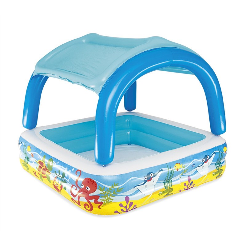 Bestway Piscine Gonflable Enfant avec Toit Détachable 140x140x114 cm +2 Ans Jardin 52192