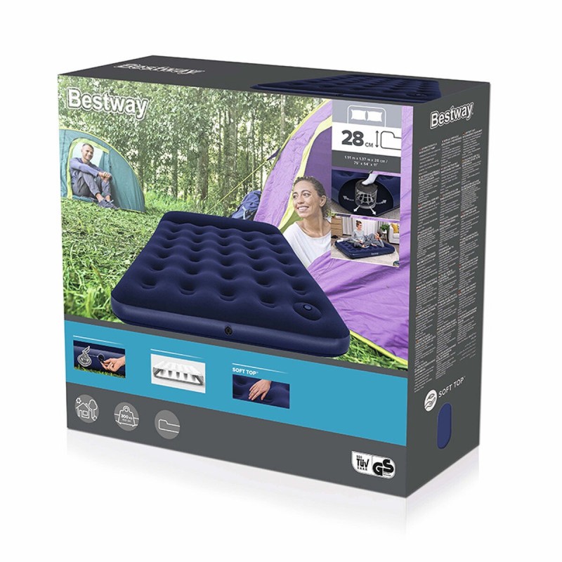 Bestway Matelas Double avec Gonfleur à Pied 191x137x28 cm Gonflable et Camping 67225