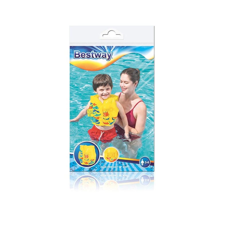 Gilet Gonflable pour Piscine Bestway Jaune Crabe 41 x 30 cm 3-6 ans (1 Unité)