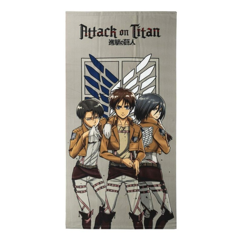 Serviette de plage Attack on Titan Multicouleur 100 % polyester 70 x 140 cm