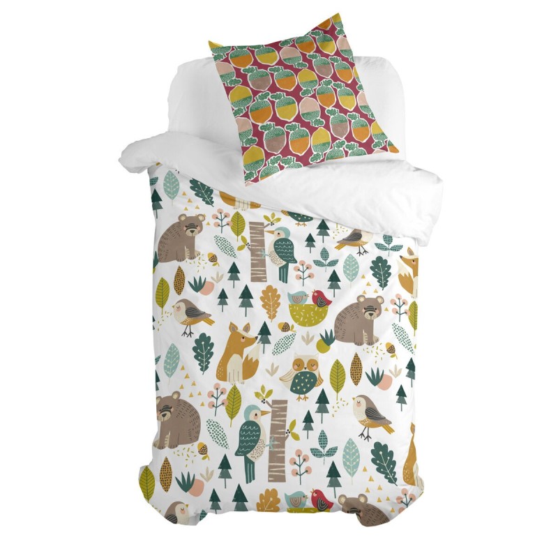 Parure de couette HappyFriday Moshi Moshi Harvestwood Multicouleur Lit 1 persone 2 Pièces