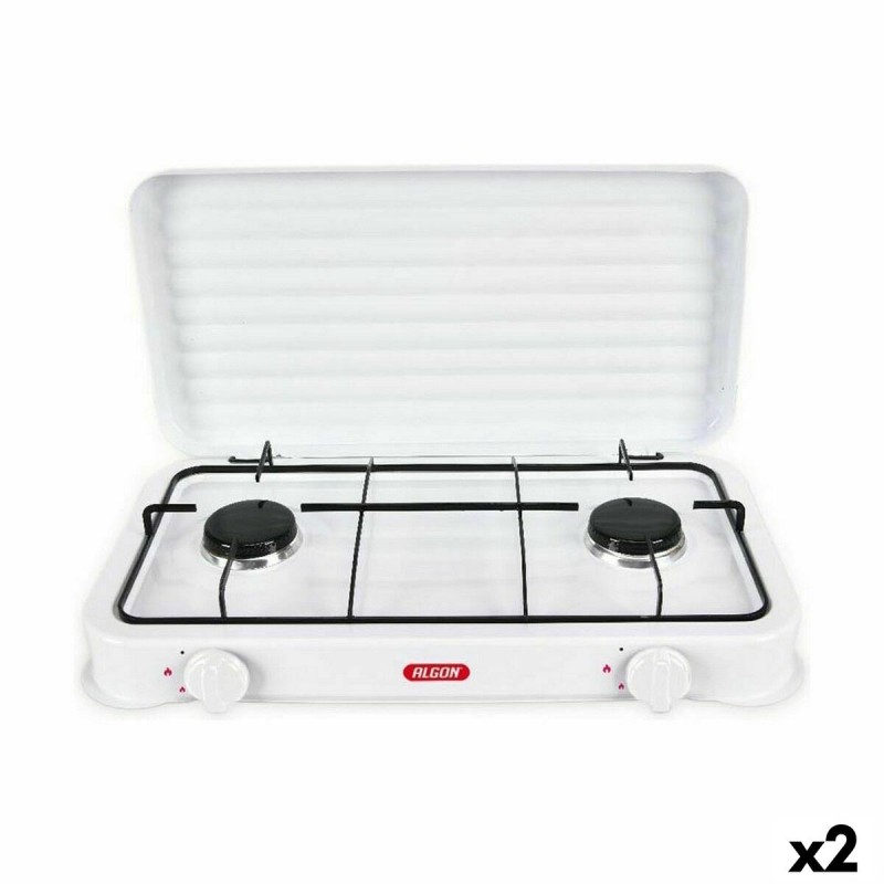 réchaud à gaz Algon Avec couvercle Blanc 4400 W 55 x 7 x 32 cm (2 Unités)