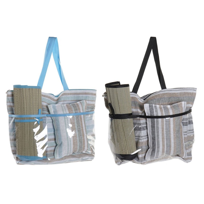 Sac de plage DKD Home Decor Bleu Marron Vert Gris Menthe PVC Toile 44 x 23 x 62 cm (2 Unités)