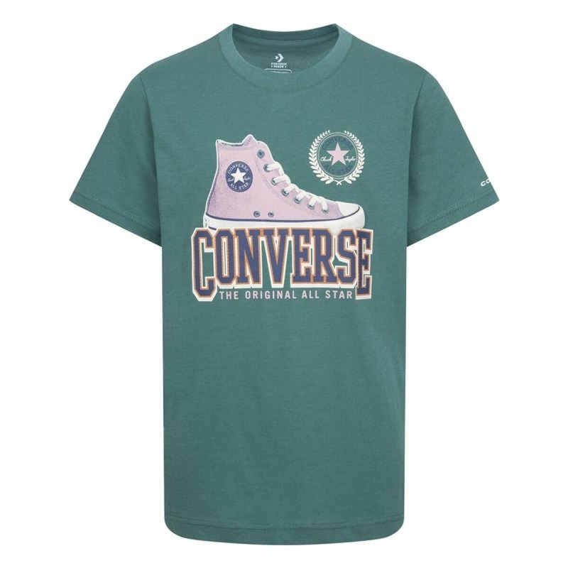 T shirt à manches courtes Enfant Converse Script Sneaker Gfx Sse Cyan