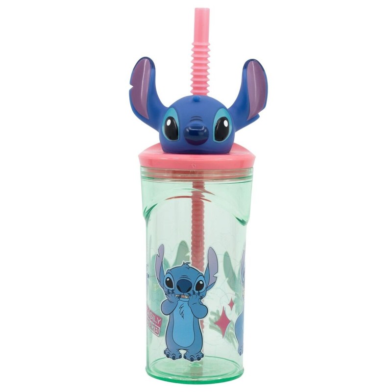 Verre avec Paille Stitch Sweet Bleu Lila PVC 360 ml 3D