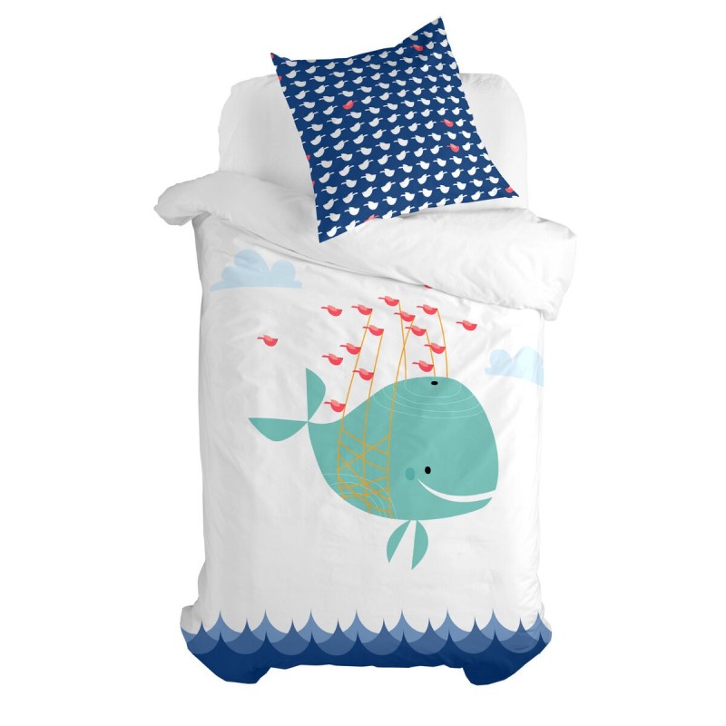 Parure de couette HappyFriday Moshi Moshi Whale Multicouleur Lit 1 persone 2 Pièces