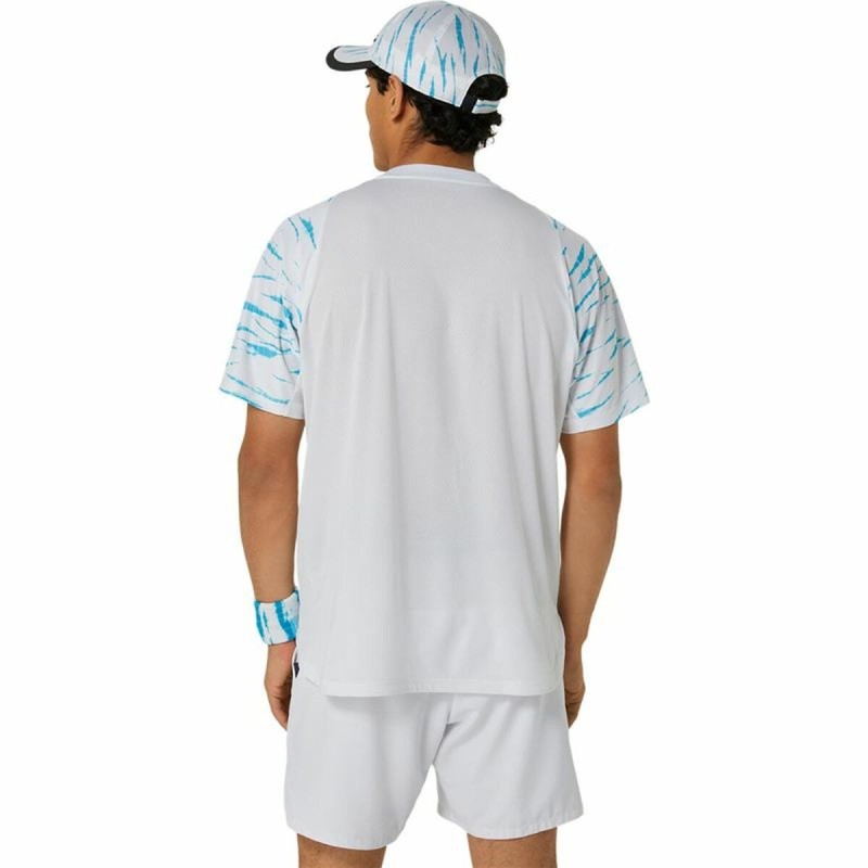 Maillot de Corps de Sport à Manches Coupe Asics Game Ss Top Blanc Bleu clair Tennis