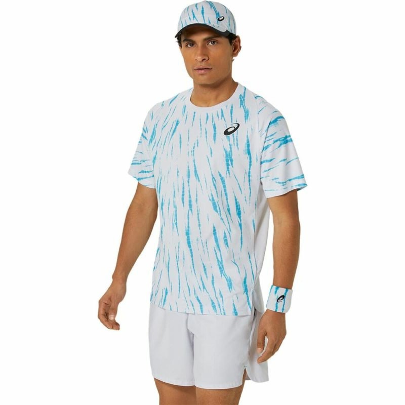 Maillot de Corps de Sport à Manches Coupe Asics Game Ss Top Blanc Bleu clair Tennis