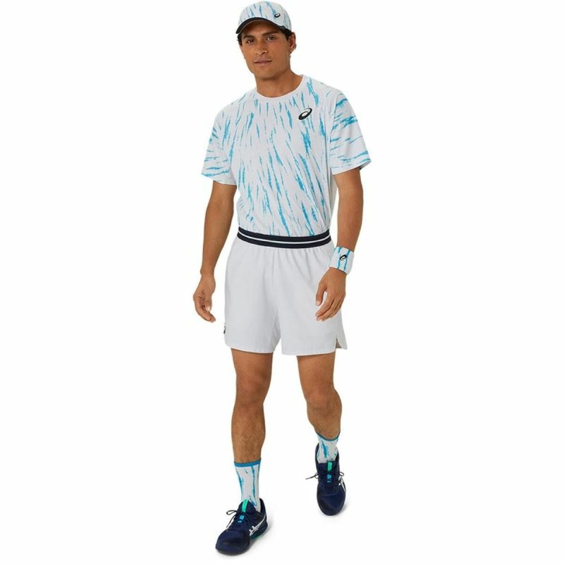 Maillot de Corps de Sport à Manches Coupe Asics Game Ss Top Blanc Bleu clair Tennis