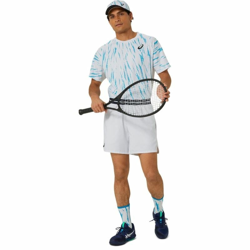 Maillot de Corps de Sport à Manches Coupe Asics Game Ss Top Blanc Bleu clair Tennis