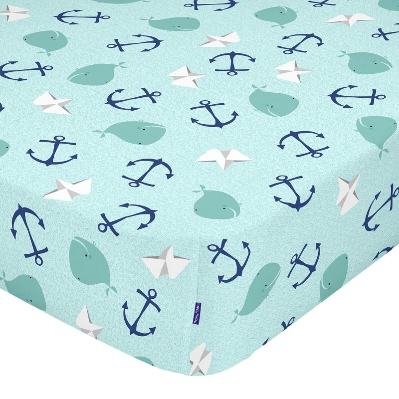 Drap housse HappyFriday Moshi Moshi Whale Multicouleur 70 x 140 x 14 cm