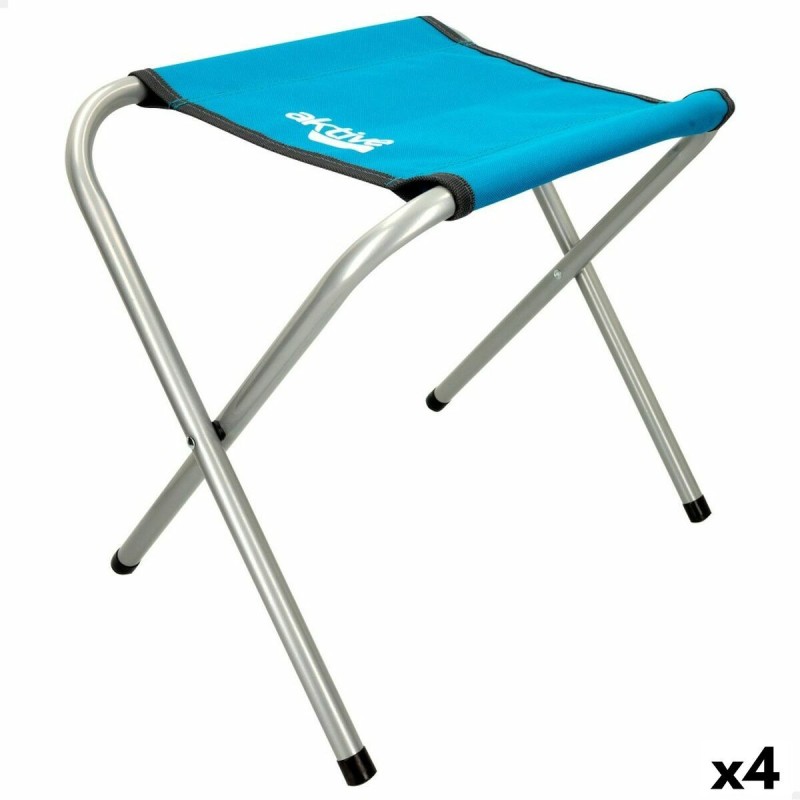 Tabouret Pliant Aktive Bleu Camping 30 x 37 x 40 cm (4 Unités)