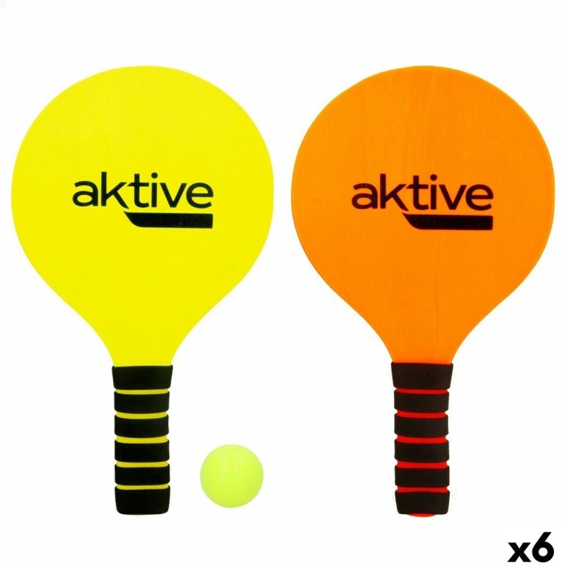 Raquettes de Plage avec Balle Aktive Jaune Orange 18