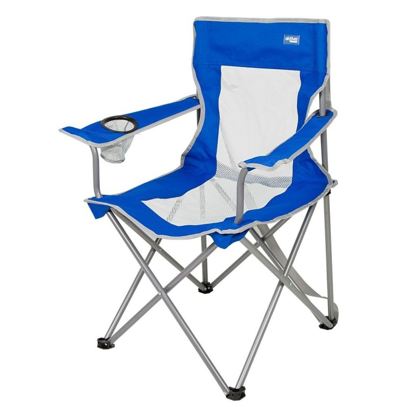 Chaise de camping pliante Aktive Bleu Gris 46 x 82 x 46 cm (4 Unités)