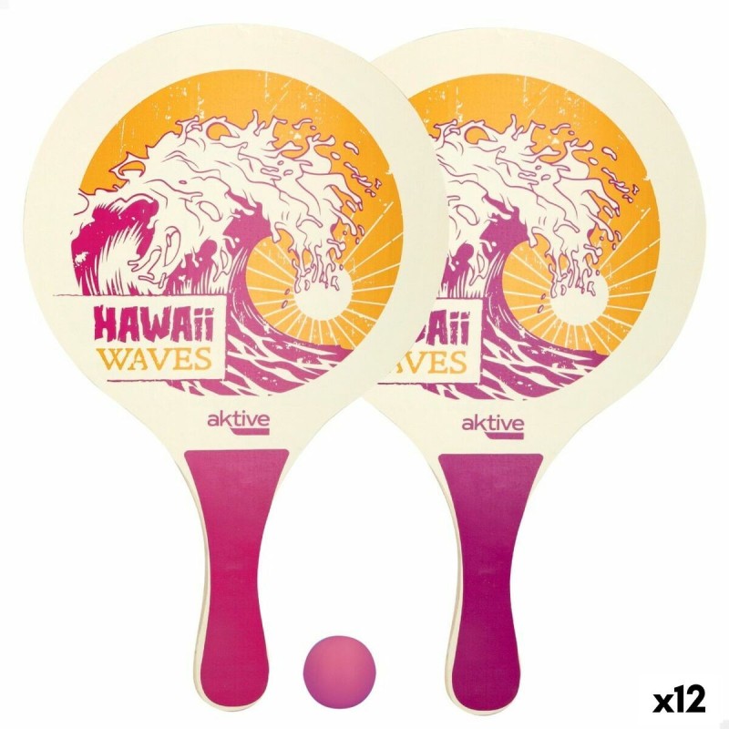 Raquettes de Plage avec Balle Aktive Hawai Bois 23