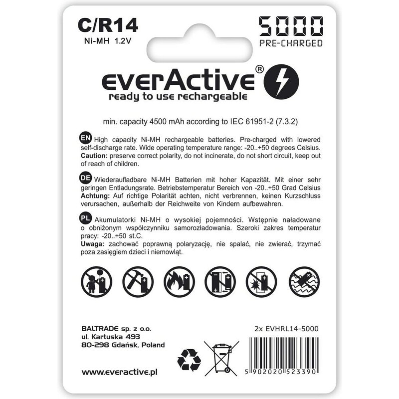 Piles Rechargeables EverActive EVHRL14-5000 1