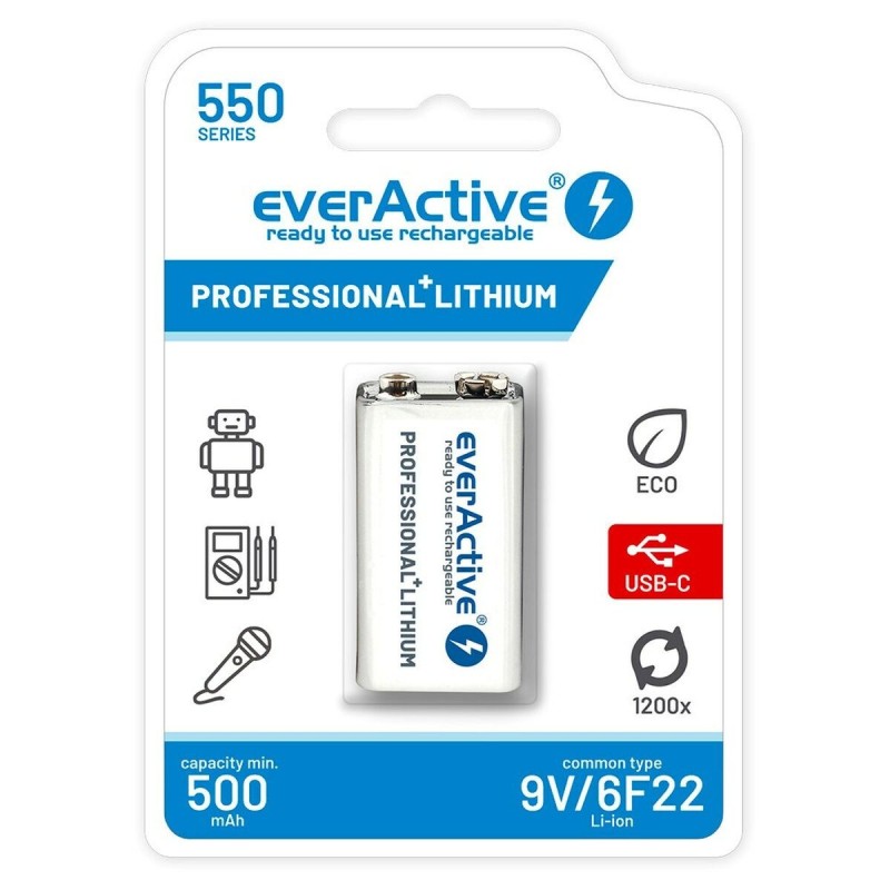 Piles Rechargeables EverActive EVHR22-550C 9 V