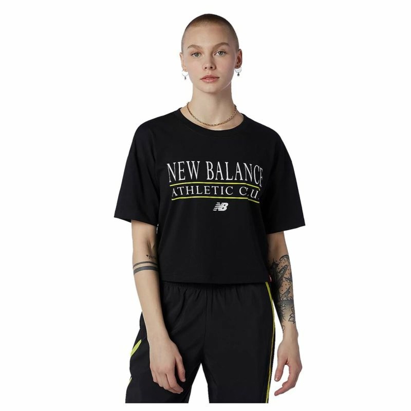 T-shirt à manches courtes femme New Balance Essentials Athletic Club Boxy Noir