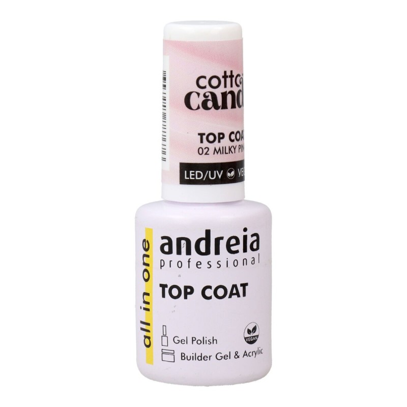 Fixateur de vernis à ongles Andreia Cotton Candy Top Coat Nº 02 Milky Pink 10