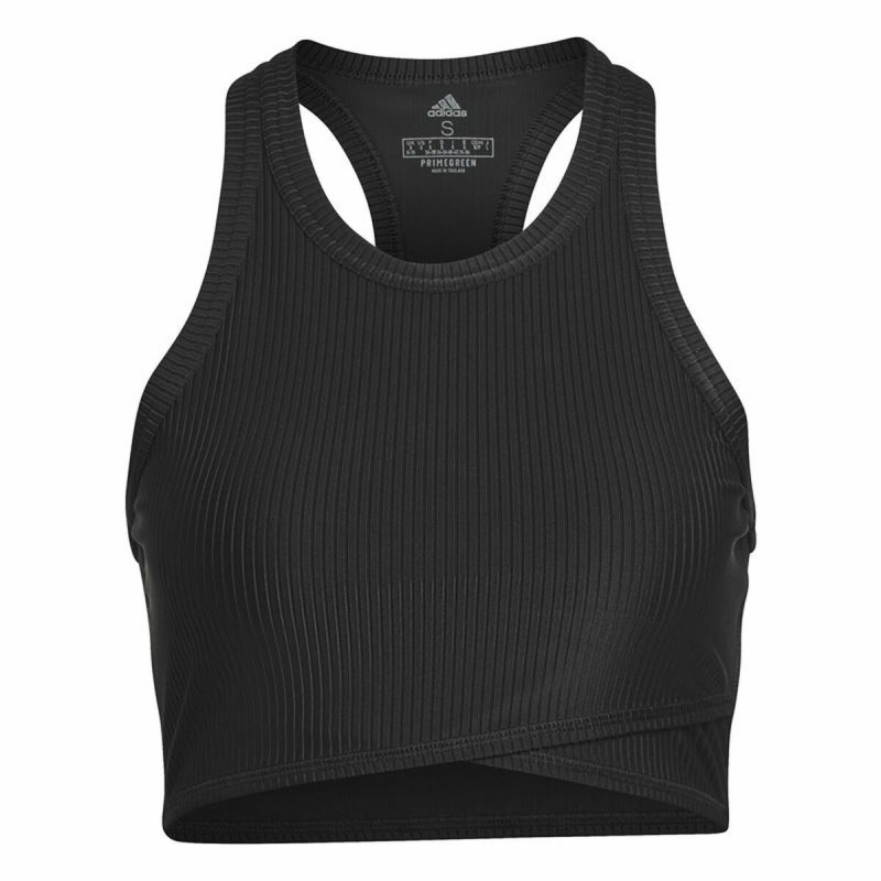 Haut de Sport pour Femme Adidas Studio Wrapeed Rib Noir