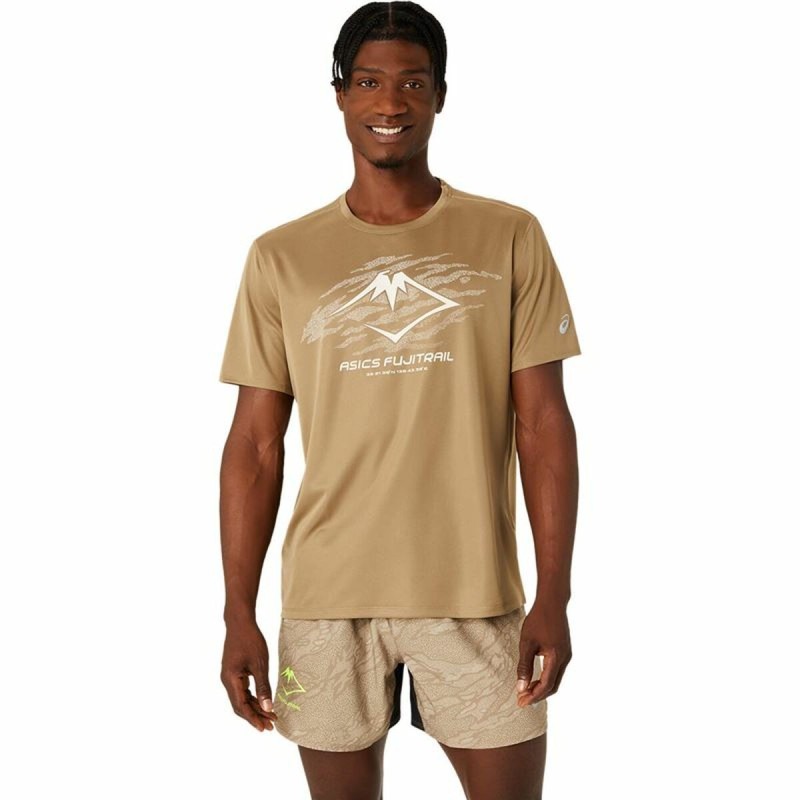 T-shirt à manches courtes homme Asics Fujitrail Logo Ss Top Marron Beige