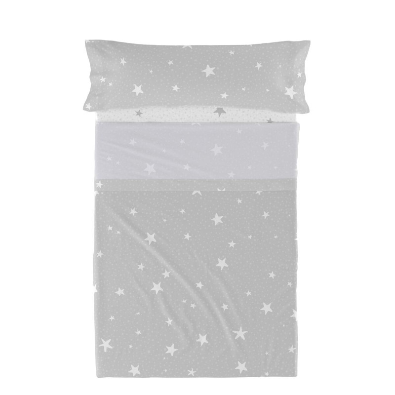 Jeu de draps HappyFriday Basic Kids Little star Gris Lit 1 persone 2 Pièces