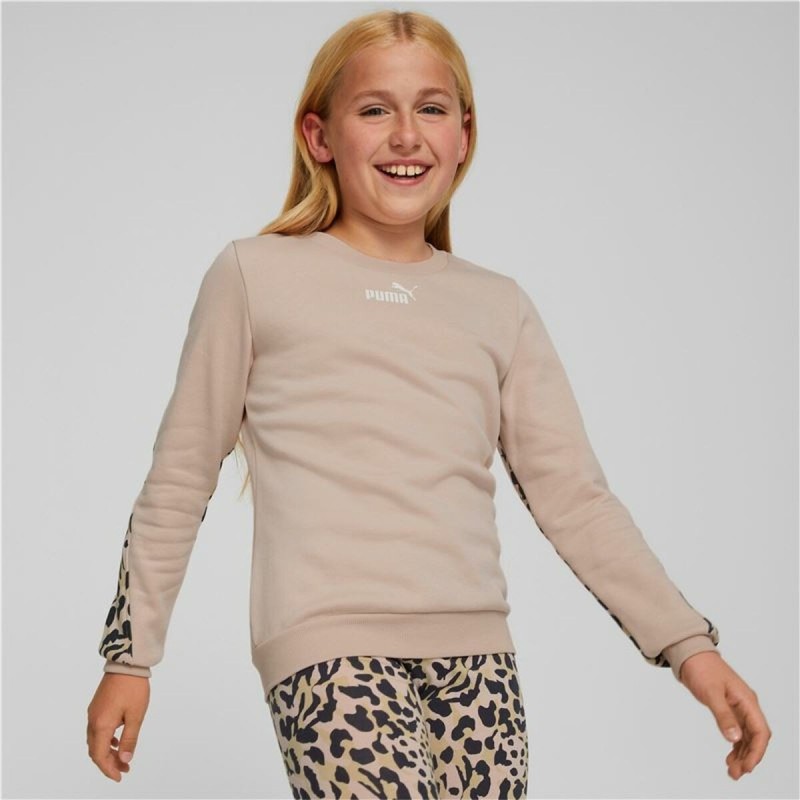 Sweat-shirt sans capuche fille Puma Alpha Crew Neck Beige Léopard Rose