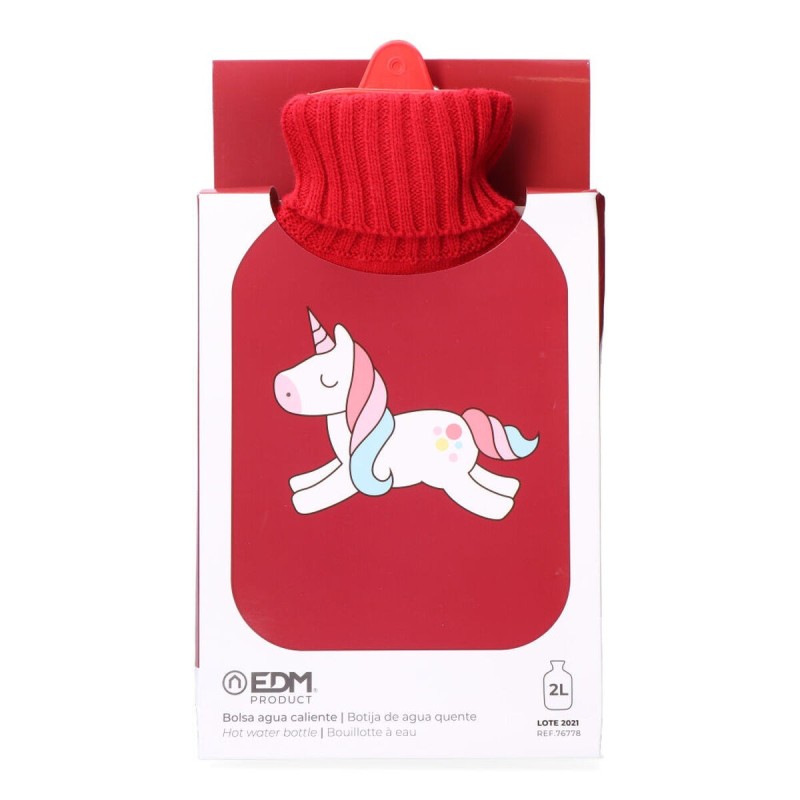 Bouillotte EDM 76778 Rouge Licorne Laine 2 L Plastique