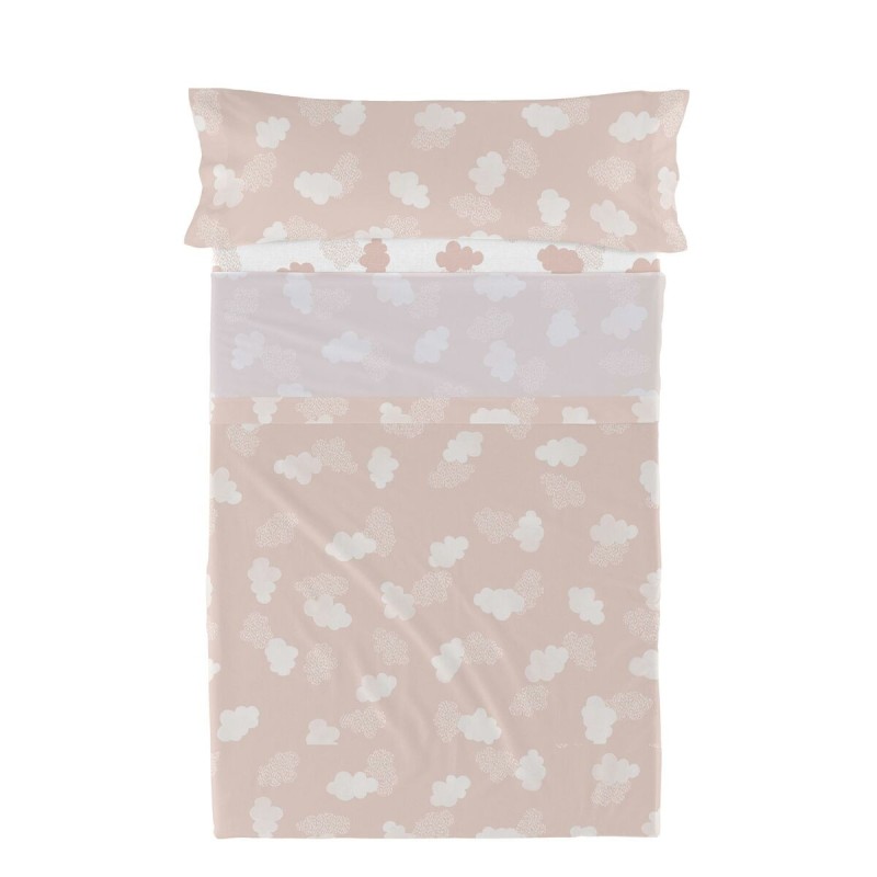 Jeu de draps HappyFriday Basic Kids Clouds Rose Lit 1 persone 180 x 270 cm 2 Pièces