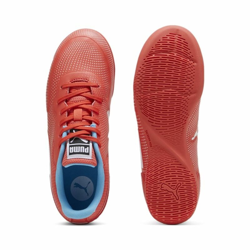 Chaussures de Futsal pour Enfants Puma Truco II Active Blanc Rouge Enfant Unisexe