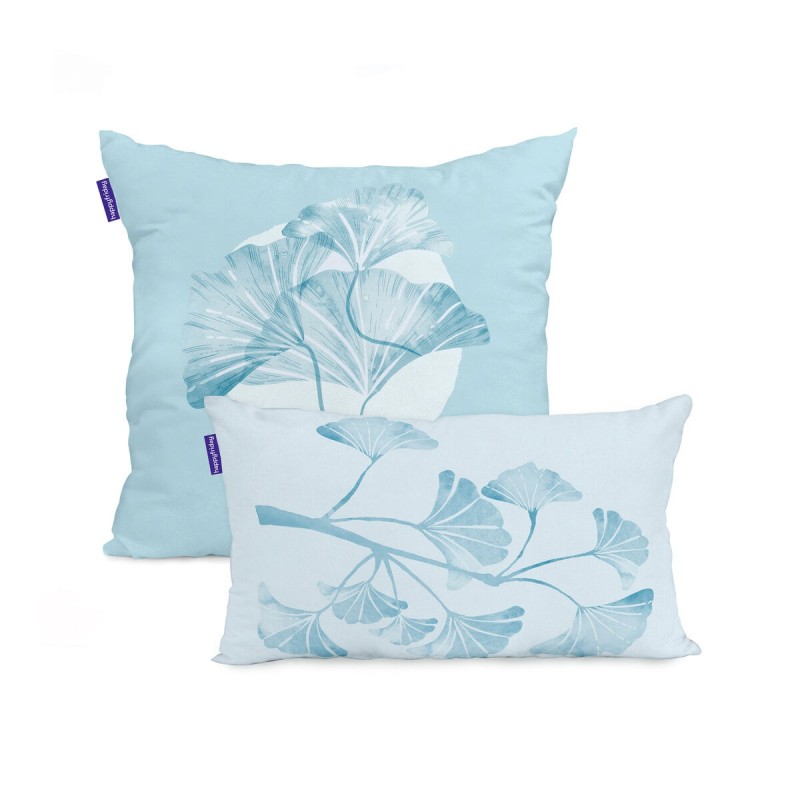 Set de housses de coussin HappyFriday Blanc Ginkgo Multicouleur 2 Pièces