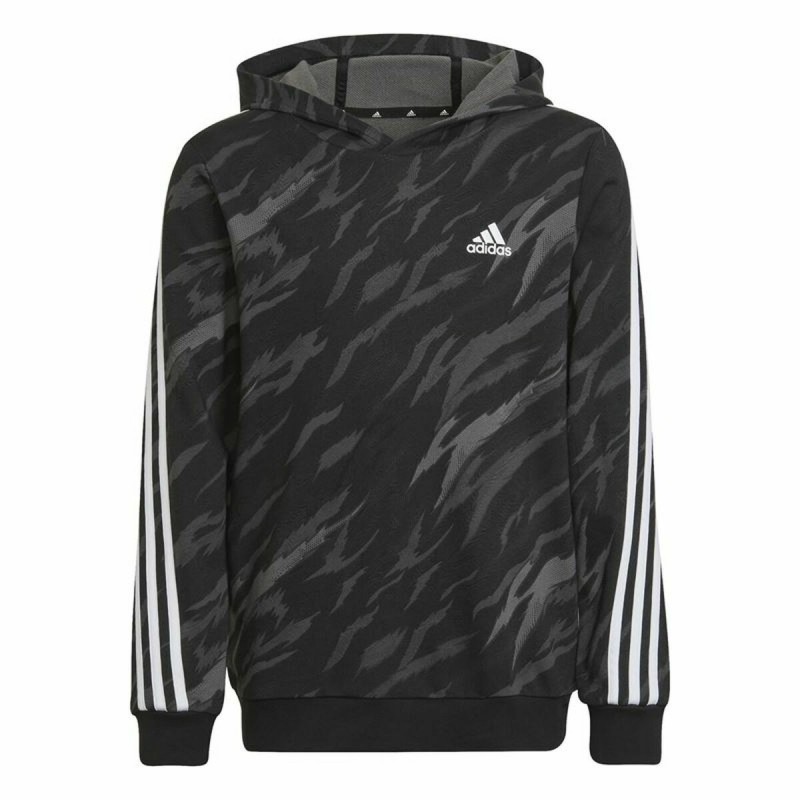 Sweat à capuche enfant Adidas 3 Stripes Noir