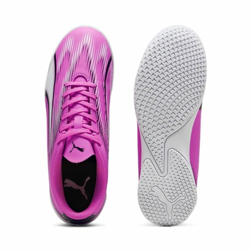 Chaussures de Futsal pour Enfants Puma Ultra Play Blanc Rose foncé Enfant Unisexe