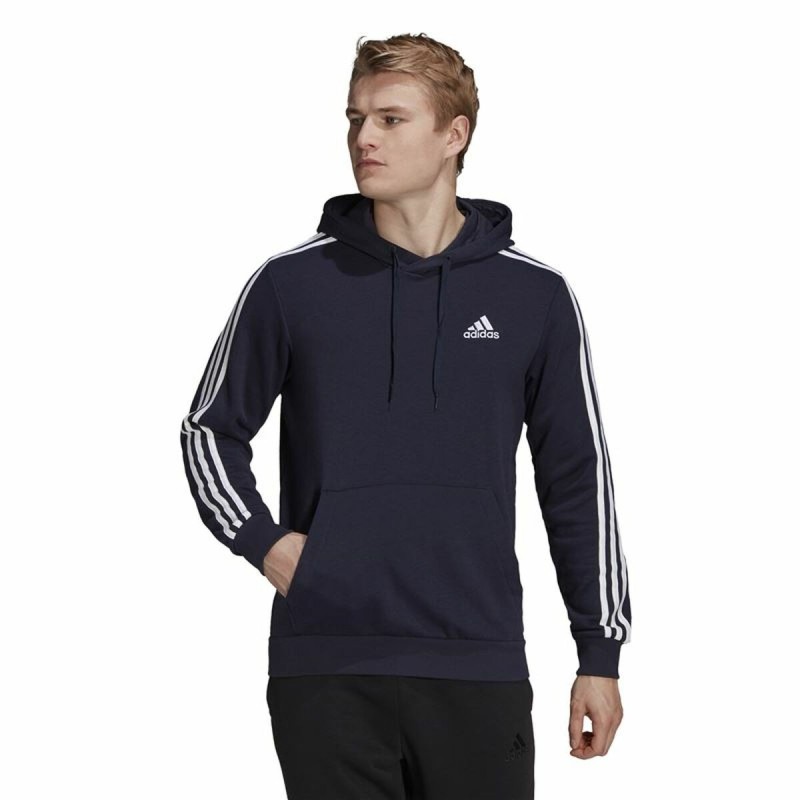 Sweat à capuche homme Adidas Essentials 3 Stripes Blue marine