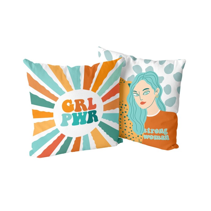 Housse de coussin HappyFriday Aware Girl power Multicouleur 50 x 50 cm 2 Pièces